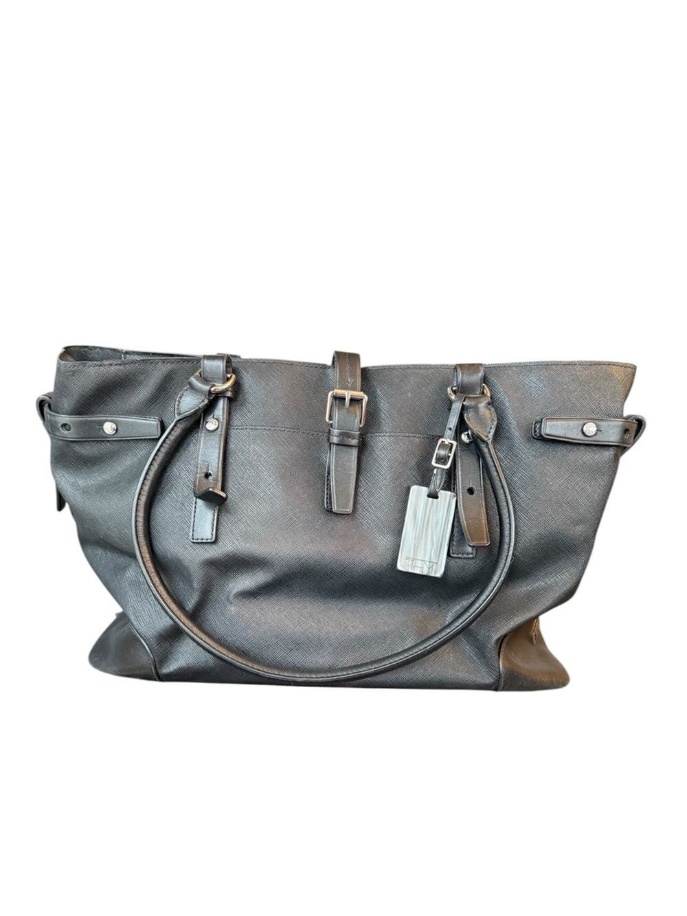 Tumi Villa Viverone Black Leather Business Tote Laptop Bag Travel